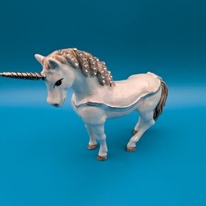 Vintage Nobility Unicorn Jeweled Magnetic Trinket Box